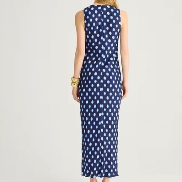 J.Crew High-Neck Slip Dress in Dot Drapey Cupro NWT Size 4 - Picture 2 of 7